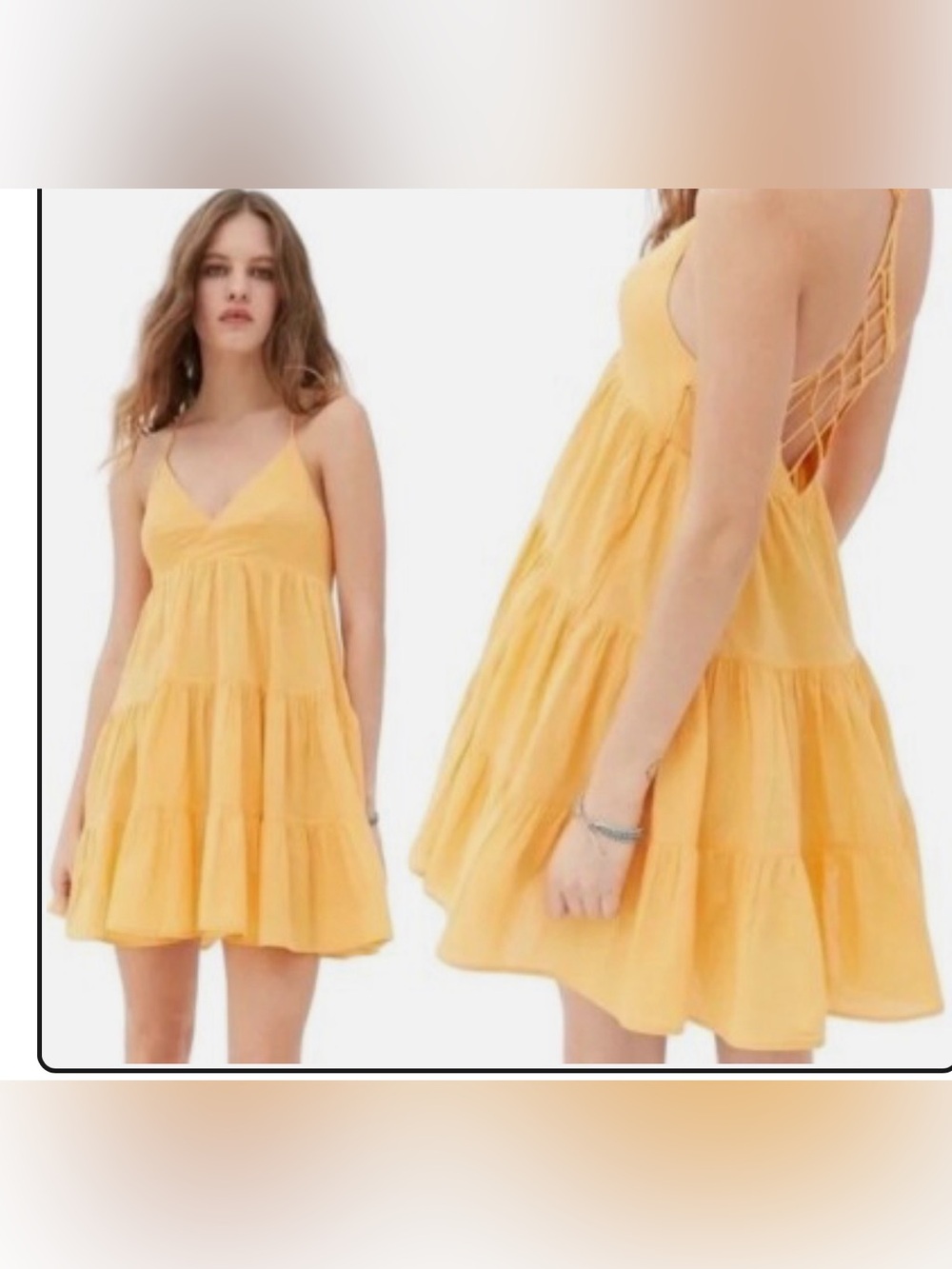 Urban Outfitters Sunny Yellow Tiered Mini Dress